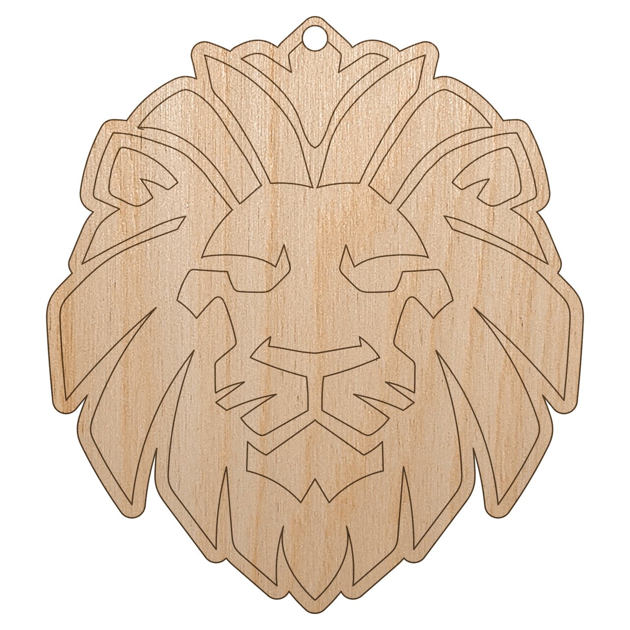 Regal Lion Head Unfinished Craft Wood Holiday Christmas Tree DIY Pre-Drilled Ornament